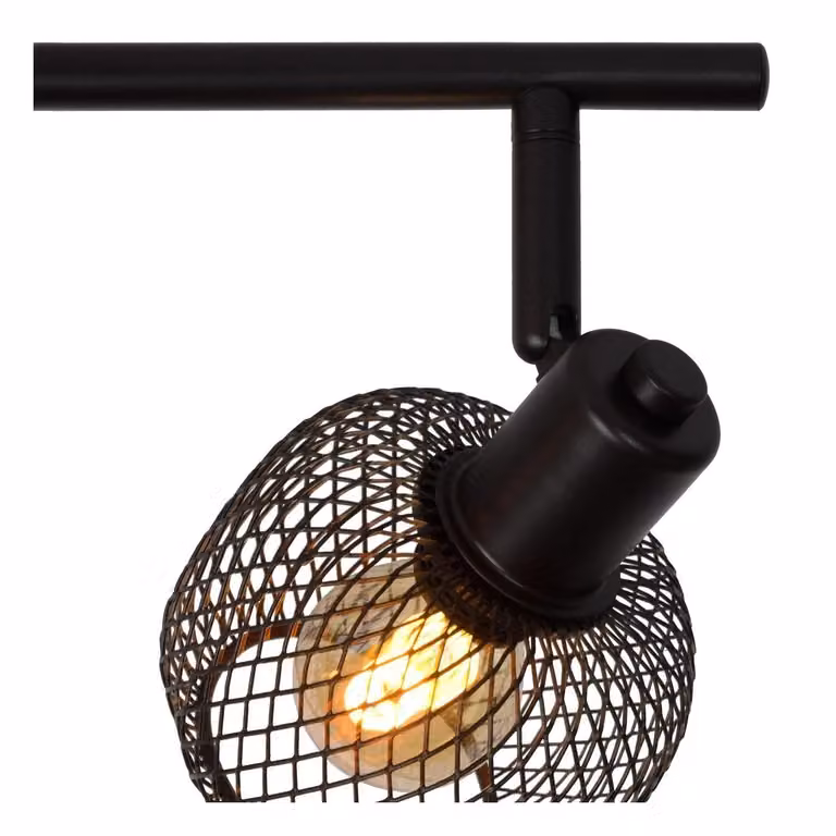 Lucide MAREN Retro Black Metal Ceiling Spotlight Bar, Dimmable and Adjustable, 4 x E14