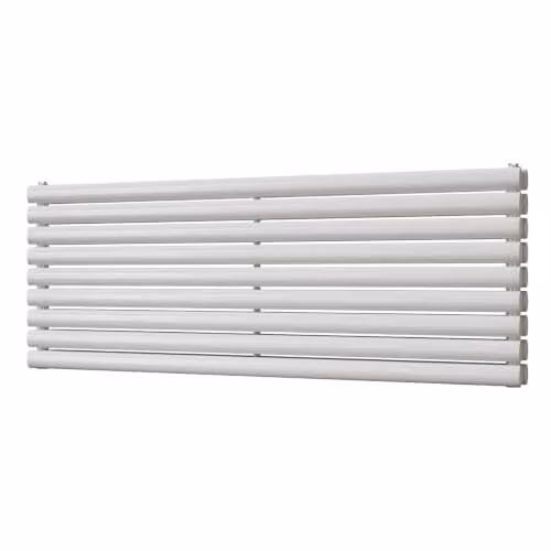 UK Radiators Omeara Axis White Elliptical Tube Horizontal Designer Radiator H 52.2 cm x W 140 cm