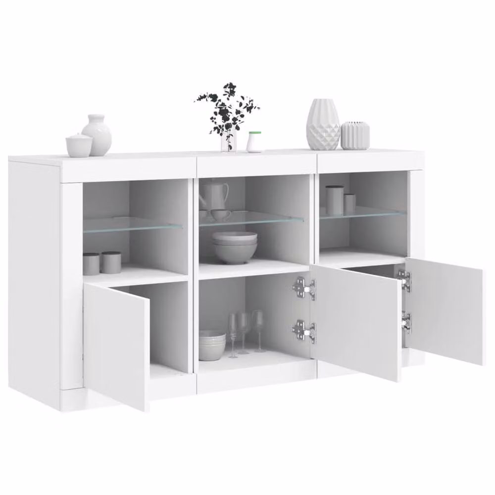Berkfield Home Modern White Sideboard with Integrated LED Lights, W/D/H: 123 x 37 x 67 cm – 2