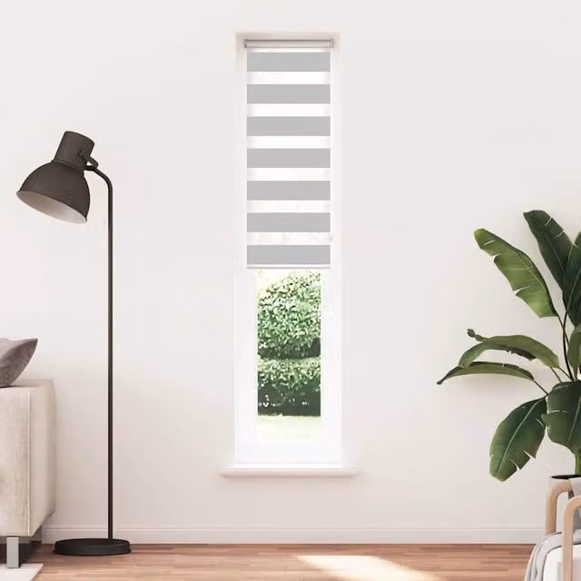 Berkfield Home Zebra Blind in Grey Polyester, W: 40 cm, H: 200 cm