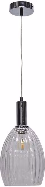First Choice Lighting Birch Art Deco Pendant Fitting with Transparent Fluted Glass and Chrome Finish – 1