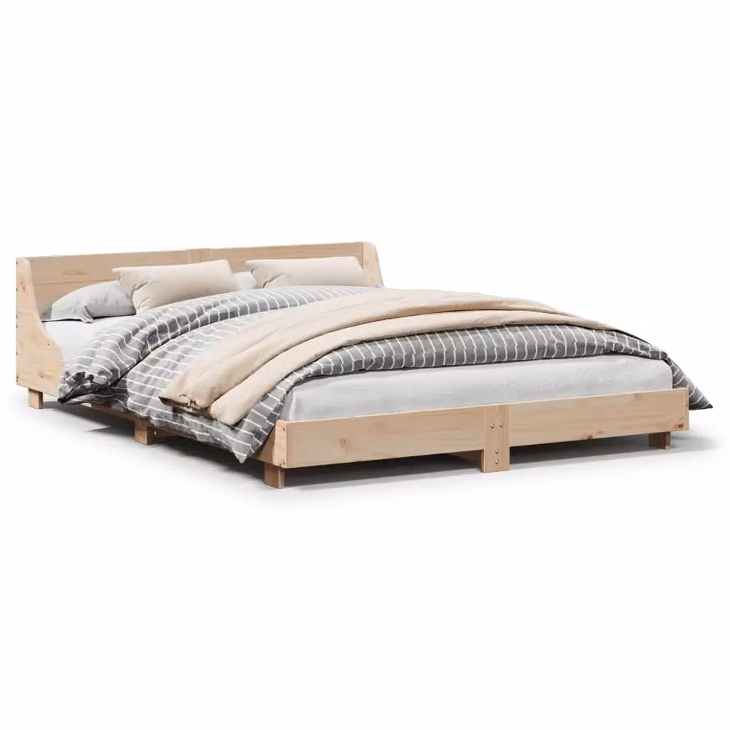 Berkfield Home Small Double Solid Wood Pine Bed Frame, Brown, W/D/H: 120 x 190 cm – 2