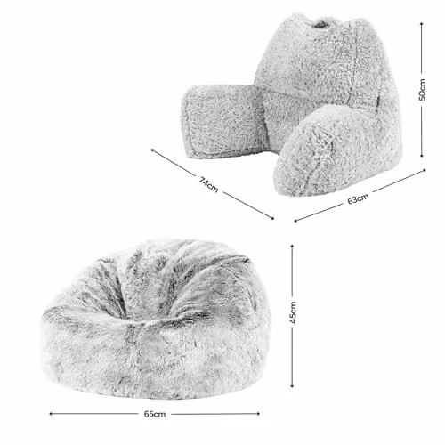 icon Kingston Faux Fur Kids Bean Bag and Cuddle Cushion in Grey, W/D/H: 65 x 45 x 65 cm – 4