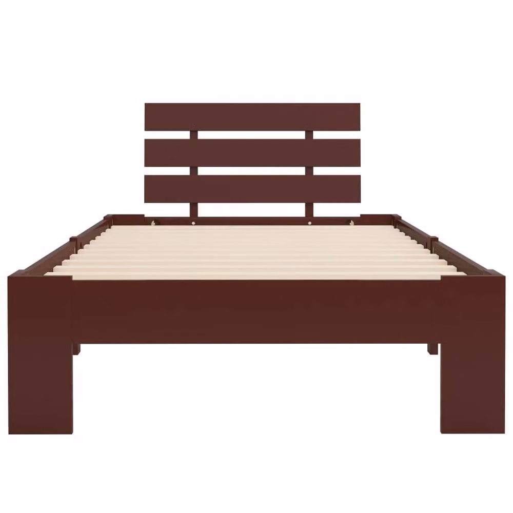 Berkfield Home Solid Pine Wood Bed Frame, Dark Brown, W: 90 cm, D: 200 cm – 2