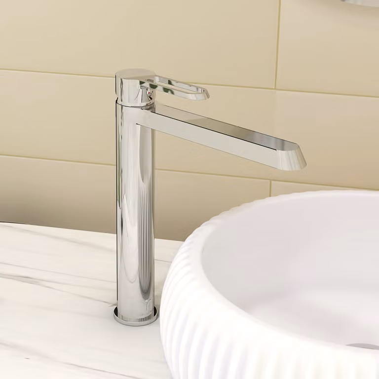 Royal Bathrooms Noble High Rise Round Mono Basin Mixer Tap in Chrome