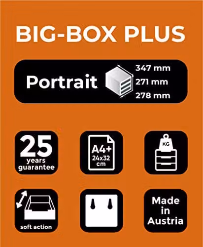 Exacompta BIG-BOX PLUS Pedestal with 5 Open Drawers for A4+ Documents, Multicolour, W/D/H: 27.8 x 34.7 x 27.1 cm – 6
