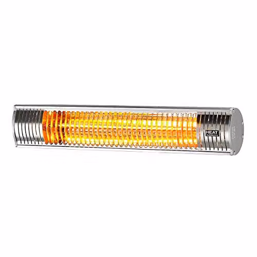 Heat Outdoors Shadow Ultra Low Glare Infrared Patio Heater, 1.5 kW Silver Wall Mounted Electric Outdoor Heating Unit with IP65 Waterproof Rating