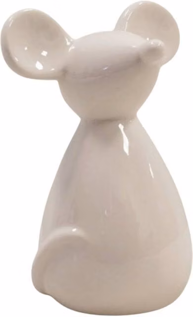 Four Candle White Ceramic Mouse Tabletop Decoration, W: 14.5 cm, H: 10.4 cm, D: 4.0 cm