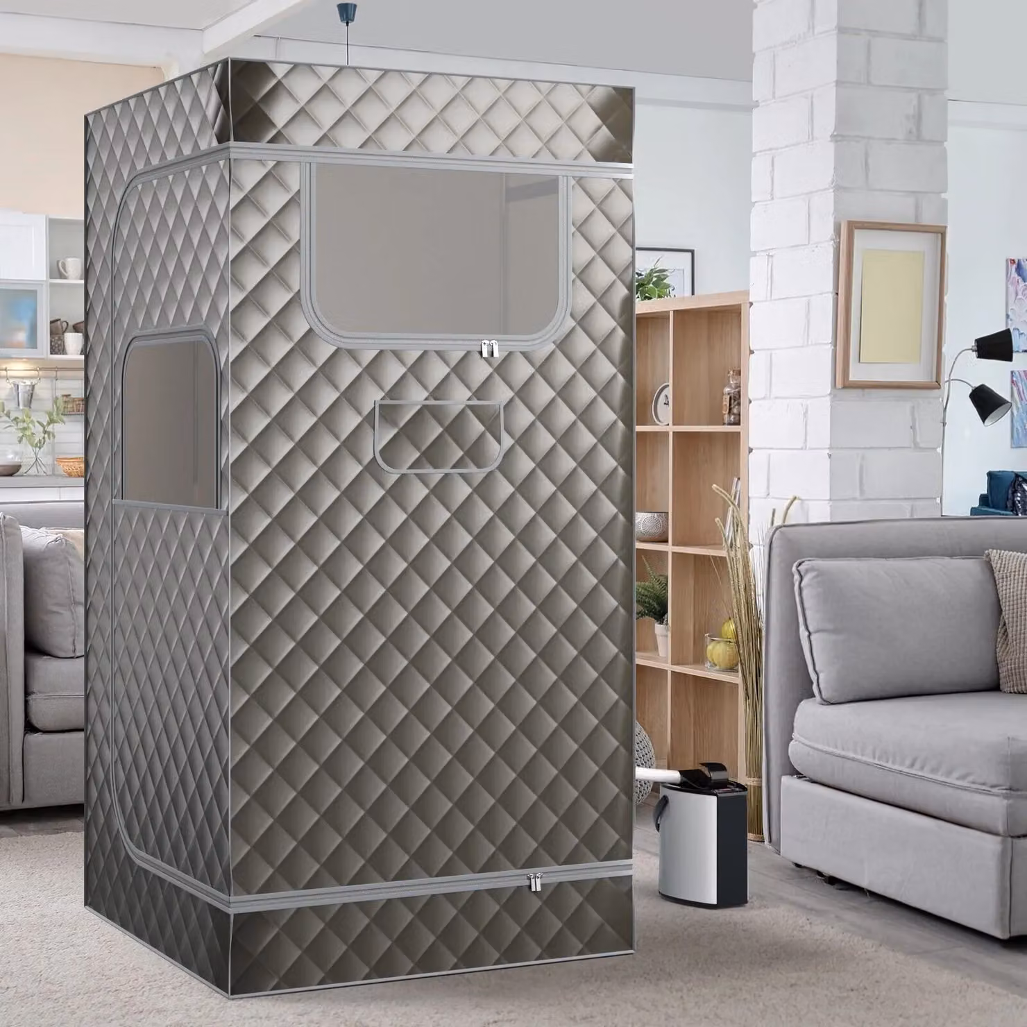 Costway Portable Full Body Steam Sauna Box with 3L Steam Generator in Grey – 3