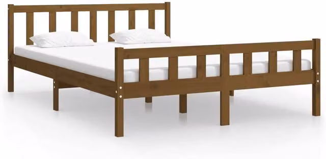 Berkfield Home Small Double Solid Wood Pine Bed Frame in Brown, W/D/H: 120 x 200 cm