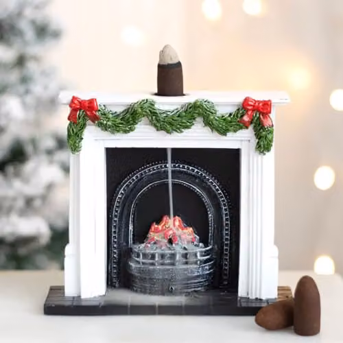 KDMD Christmas Fireplace Backflow Incense Burner in Black, Red and White – 2
