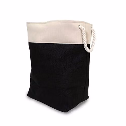 Libbi Lou Large Collapsible Fabric Laundry Basket with Handles, 78L, Black and Beige – 1