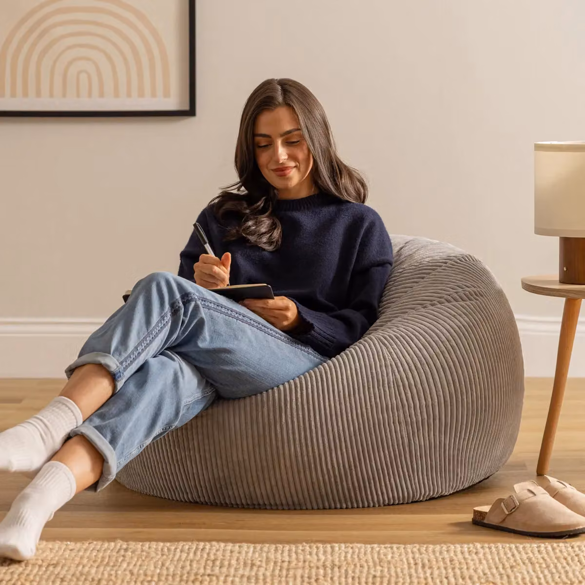 icon Kingston Classic Corduroy Beanbag 2 Pack in Light Grey – 2