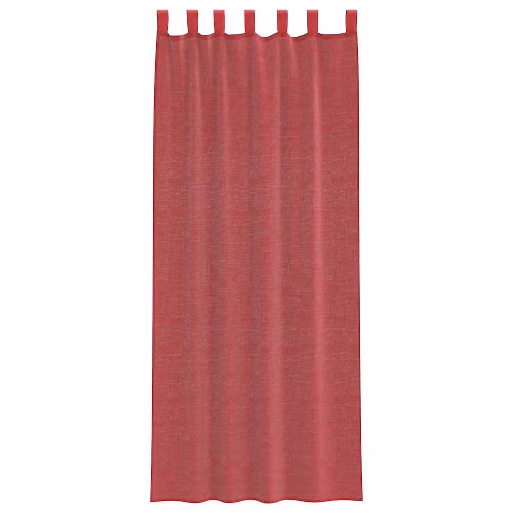 Berkfield Home Red Voile Fabric Panel Curtains with Tabs, 2 Pack, W: 140 cm, H: 260 cm – 3