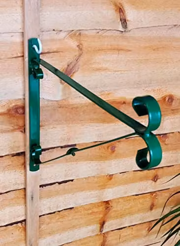 Shop4allsorts Set of 2 Green Metal Hanging Basket Brackets for 40cm Flower Baskets – 3