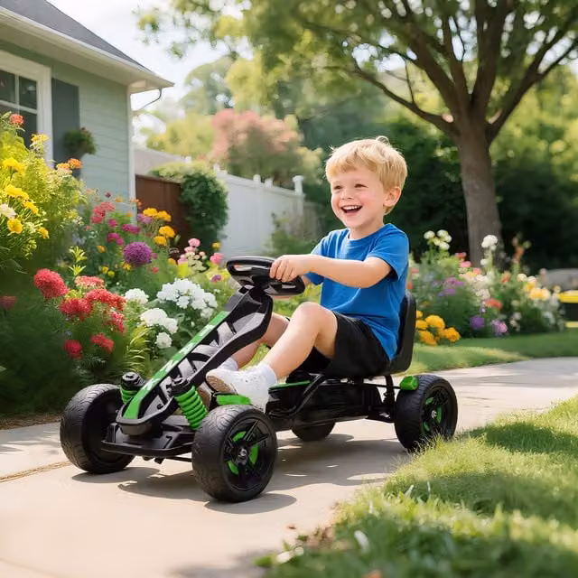 AIYAPLAY Pedal Go Kart with Automatic Clutch and Brake in Green