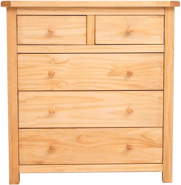 Cabinet Bits Lugo Rustic Brown Waxed Pine 5 Drawer Chest of Drawers