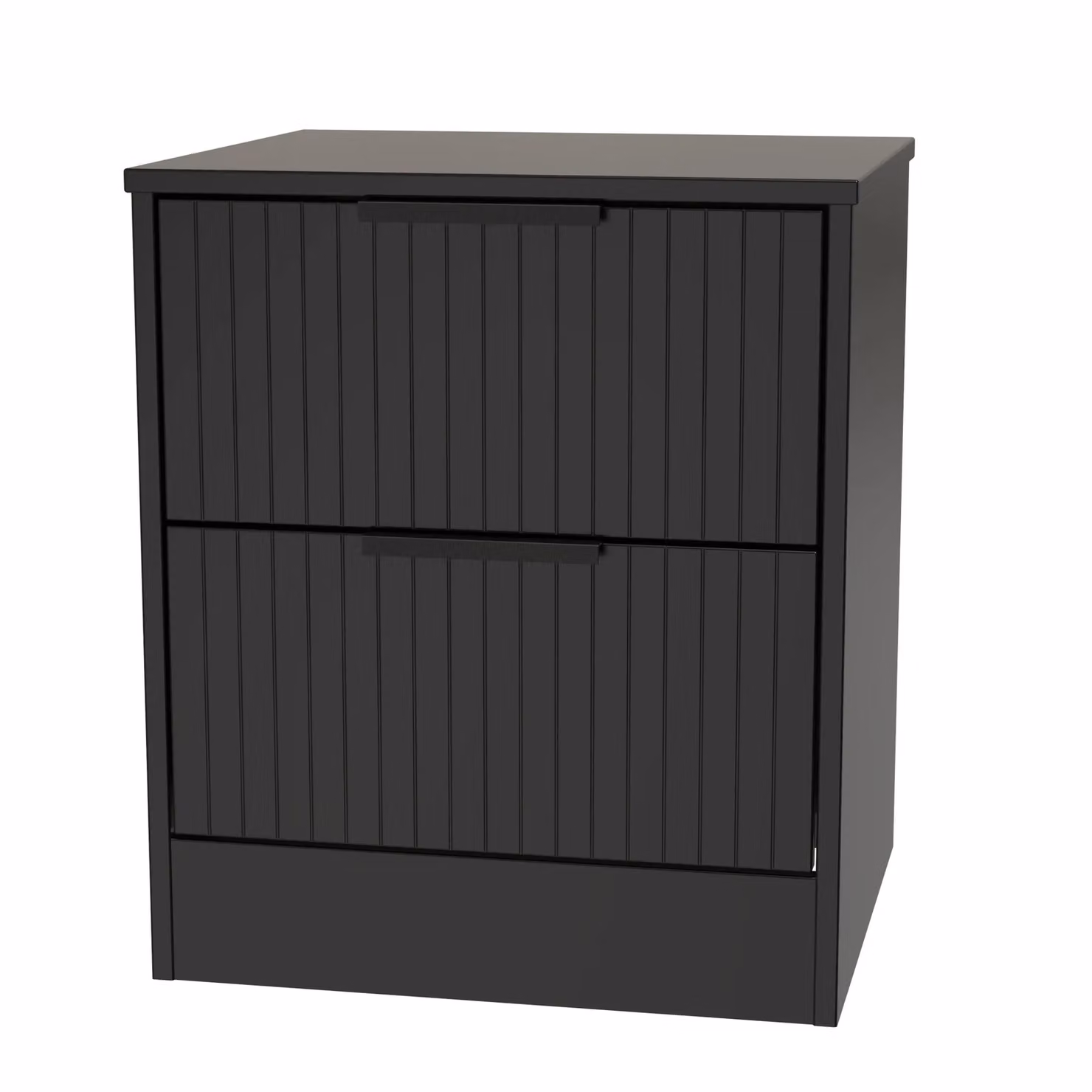 Ready Assembled 2 U Denver 2 Drawer Bedside Cabinet in True Black – 2