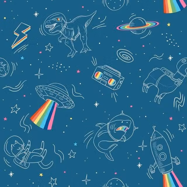 Muriva My Kingdom Space Explorer Non-Woven Wallpaper in Blue