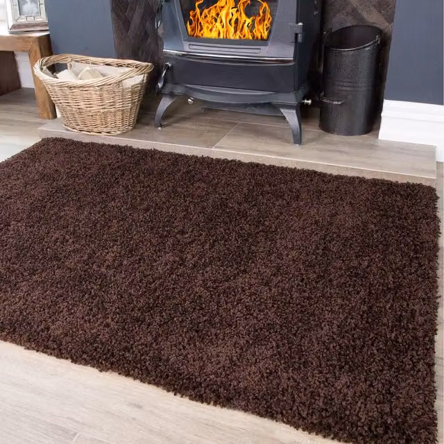 The Rug House Soft Shaggy Pile Rectangular Rug, Brown, W: 230 cm, D: 60 cm