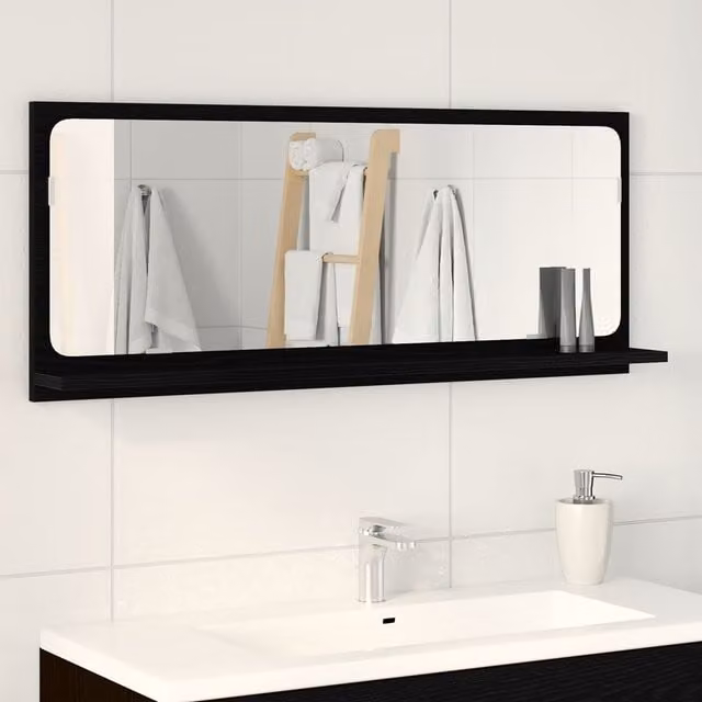 Berkfield Home Black Oak Modern Wall Mirror, W 90 cm x H 37 cm x D 10.5 cm – 1