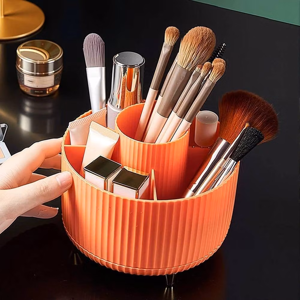 EONLION Orange Makeup Organiser and Brush Holder, W: 50 cm, H: 12.5 cm, D: 5 cm – 3