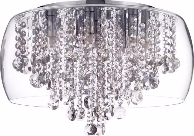 Litecraft Erris Round LED Bathroom Ceiling Light in Chrome and Glass
