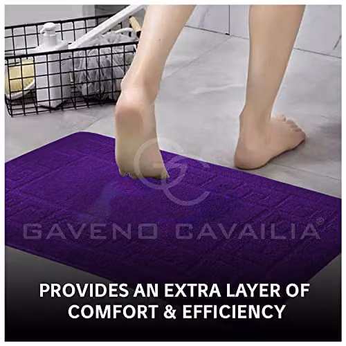 Gaveno Cavailia 2 Piece Non-Slip Greek Cotton Bath Mat Set, Purple, W: 75 cm, D: 50 cm, H: 2 cm – 4