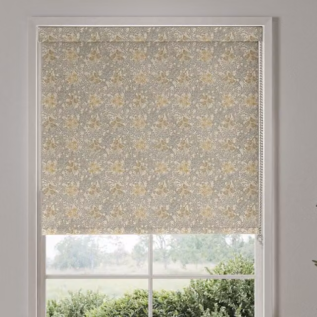William Morris Barley Floral Blackout Made To Measure Roller Blind in Beige, Yellow and Multicolour