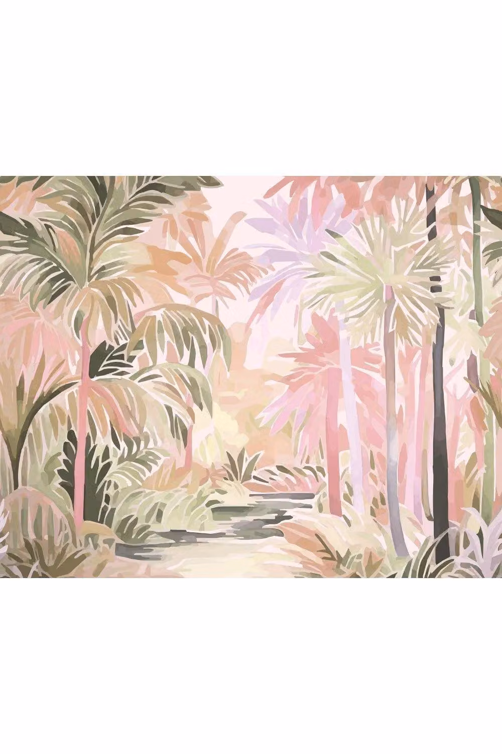 Origin Murals Pretty Palms Matt Smooth Paste the Wall Mural in Pink, W: 350 cm, H: 280 cm – 2