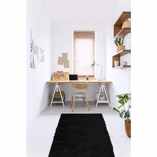 Modern Style Rugs Venus Shaggy Black Stain-Resistant Indoor Rug, W: 60 cm, L: 110 cm
