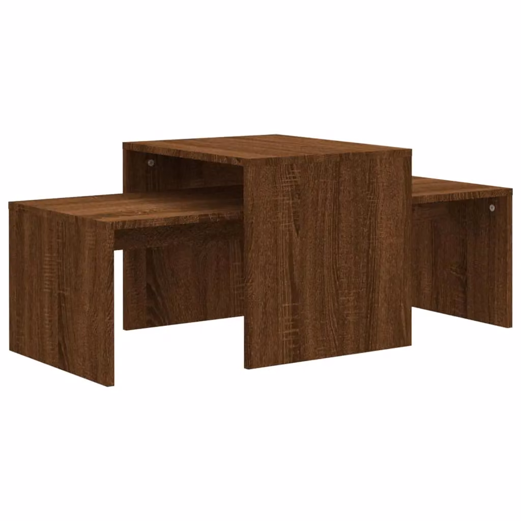 Berkfield Home Brown Oak Coffee Table Set, W/D/H: 100 x 48 x 40 cm – 2