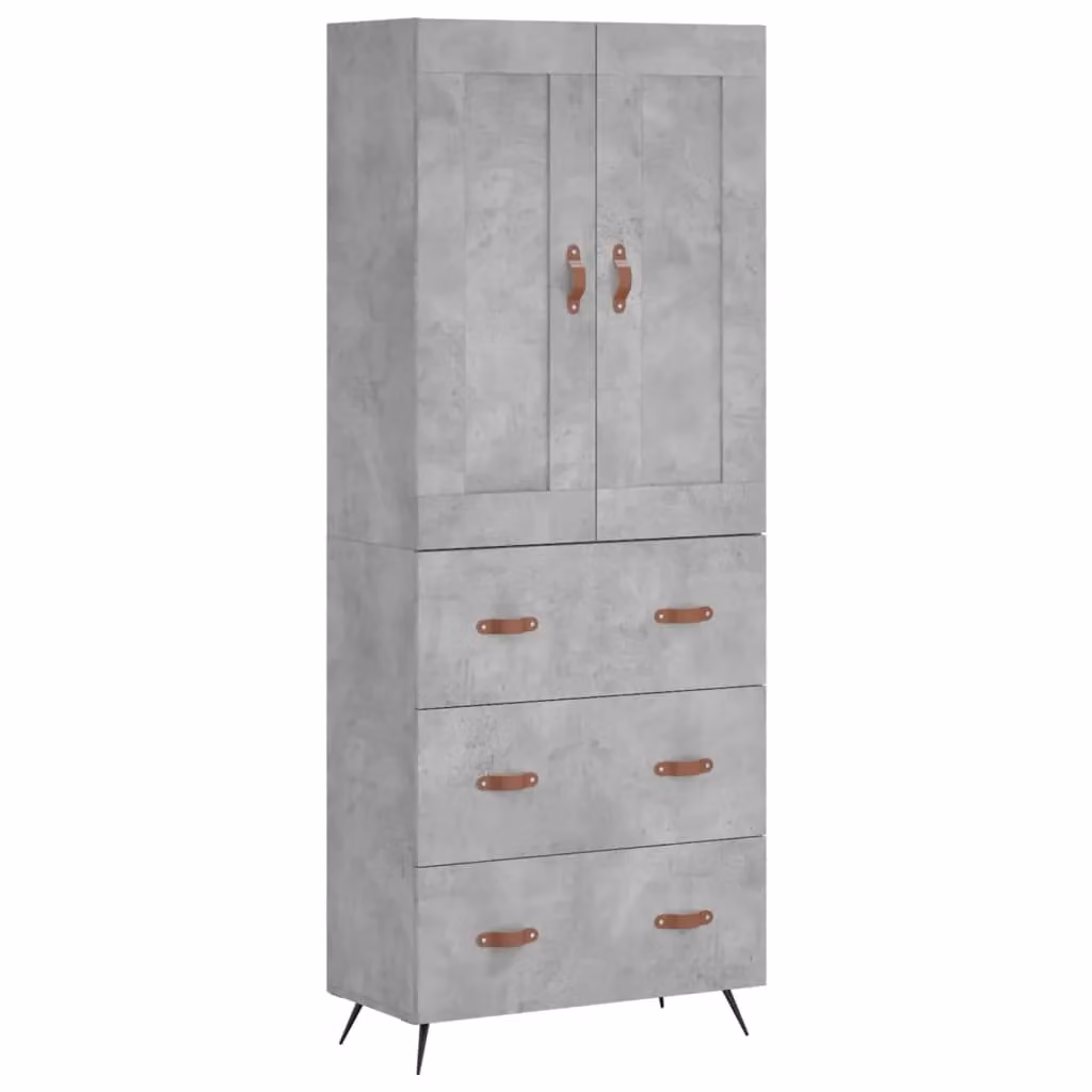 Berkfield Home Highboard in Concrete Grey, W/D/H: 69.5 x 34 x 180 cm – 2