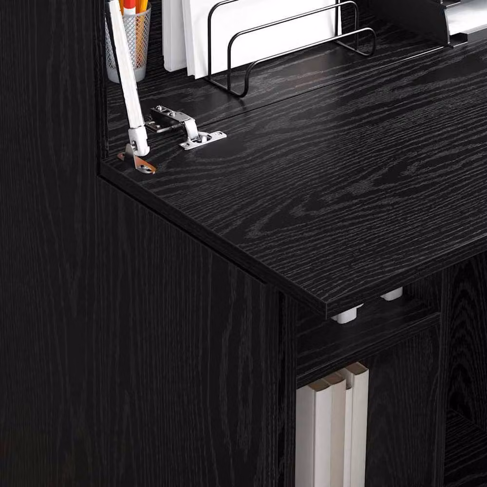 Berkfield Home Modern Black Oak Writing Desk in Black Oak Engineered Wood – 3