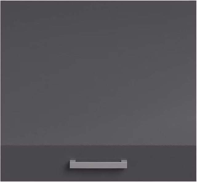 Vente-unique Glossy Grey Kitchen Unit Set Including 1 Base Cabinet and 1 Wall Cabinet with 2 Hinged Doors – 1