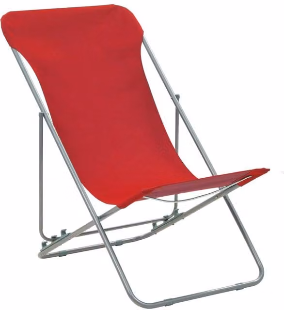 Berkfield Home Set of 2 Folding Beach Chairs in Red with Powder Coated Steel and Oxford Fabric – 1