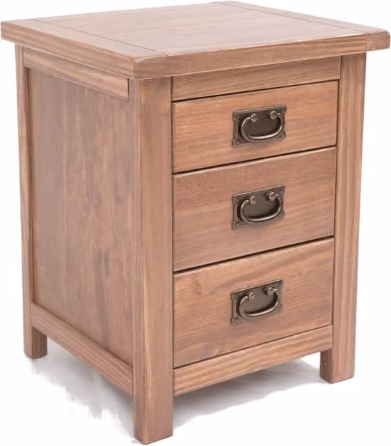 Cabinet Bits Padua 3 Drawer Bedside Cabinet in Light Brown Pine Wood