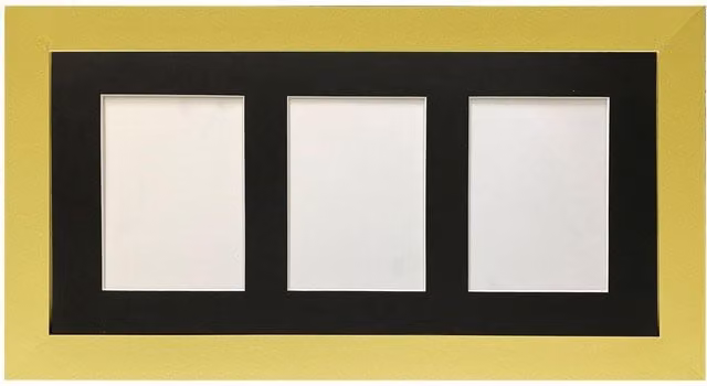 Frames & Mirrors 4U Metro Gold Rectangular Picture Frame with Black Mount for 7 x 5 Inch Images