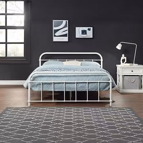 SlumberWorx Tewin Vintage Hospital Style Metal Bed Frame in White with 15cm Comfort Foam Mattress, Small Double, W/D/H: 120 x 200 cm – 5