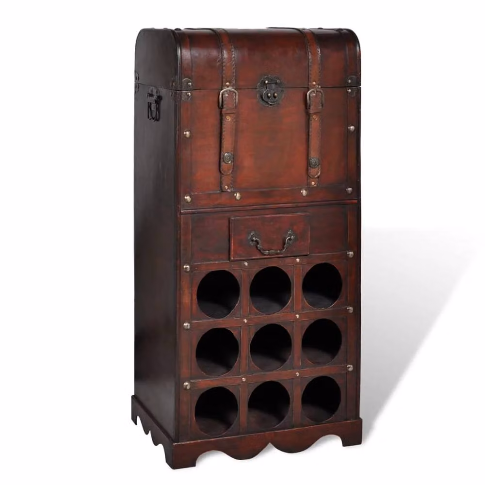 Berkfield Home Lacquered Wooden Wine Rack in Red for 9 Bottles – 2