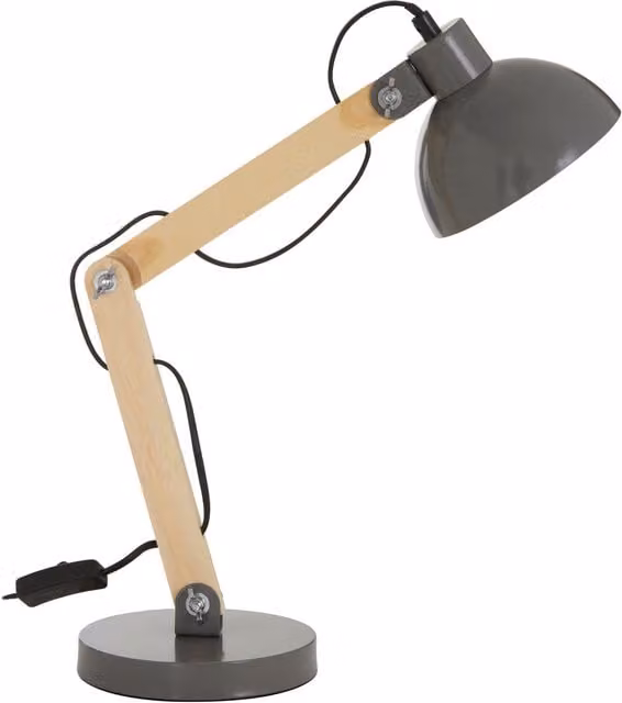 Orsina Ambiant Wood and Metal Table Lamp by Interiors by Premier, Grey and Brown, Adjustable Rustic Design for Bedroom or Living Room