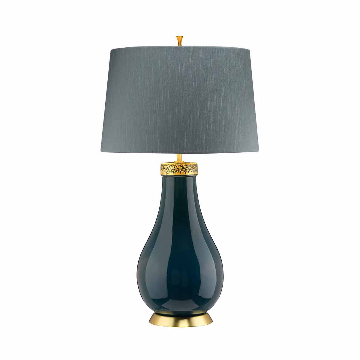 Netlighting Havering 1 Light Table Lamp in Azure Turquoise and Aged Brass – 2