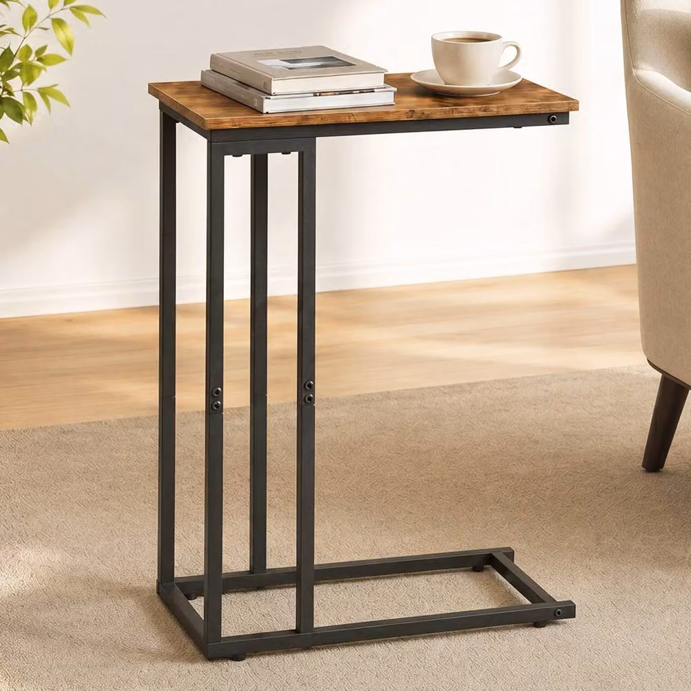 Levede C Shape Side Table in Brown Burnt Finish – 3