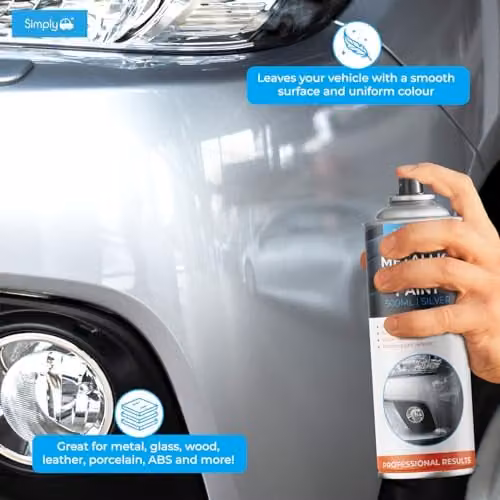 Simply Brands Metallic Silver Acrylic Spray Paint, 500ml, Quick Drying and Weatherproof – 3