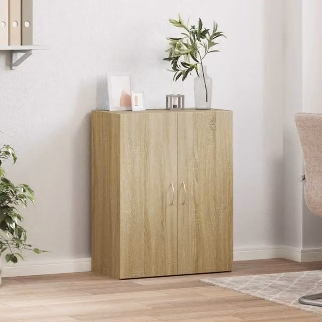 Berkfield Home Durable File Cabinet in Sonoma Oak, Natural, W/D/H: 60 x 32 x 77.5 cm