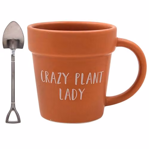 Leonardo Green Fingers Ceramic Mug and Spoon Set in Green and Brown, 250ml