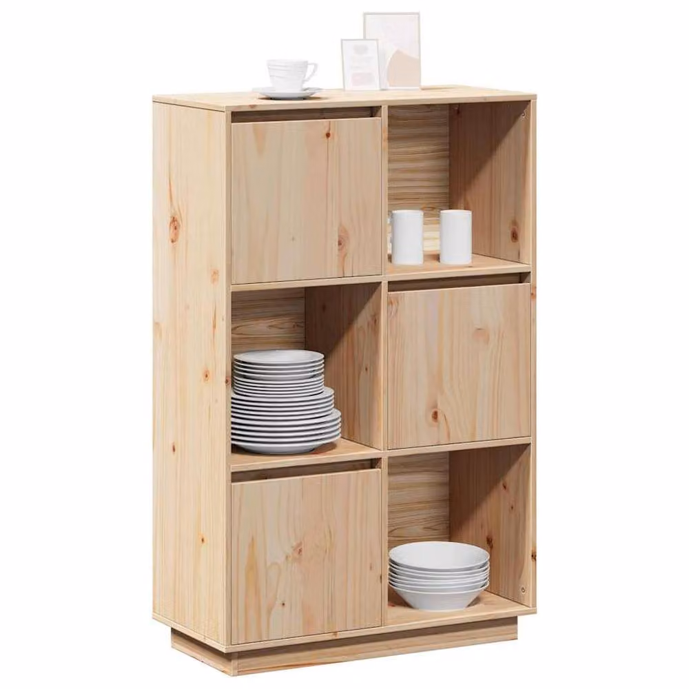 Berkfield Home Rustic Solid Wood Pine Highboard in Light Tan, W/D/H: 74 x 35 x 117 cm – 2