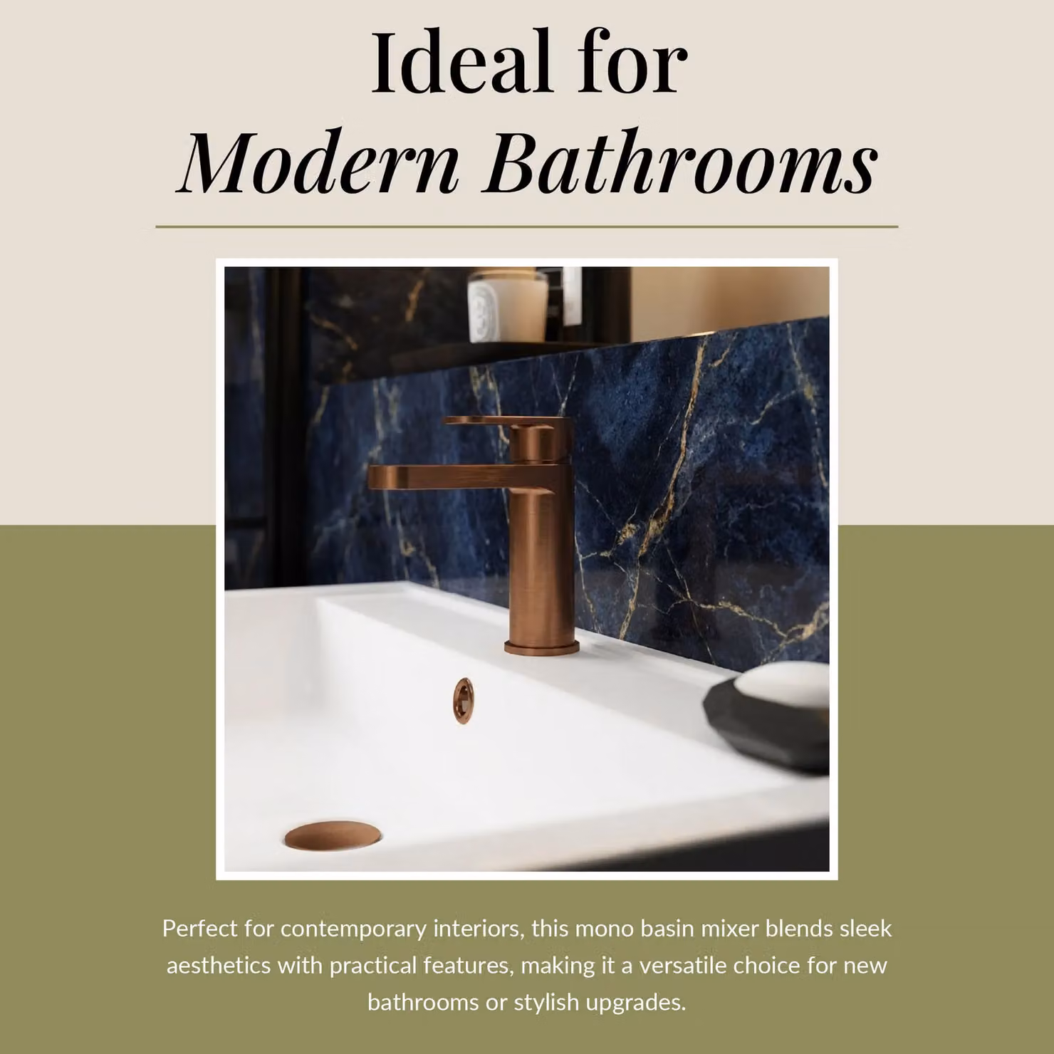 Balterley Current Round Mono Basin Mixer Tap with Push Button Waste, Brushed Bronze and Brown – 5