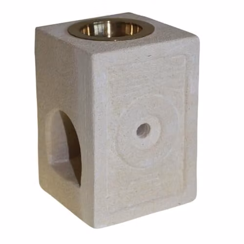 KDMD Square Moroccan Stone Oil Burner in White and Sand