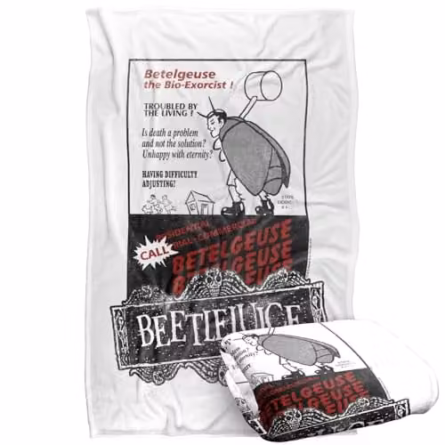 LOGOVISION Beetlejuice Bio-Exorcist Super Soft Silky Touch Fleece Throw Blanket, Multicolour, W: 91.44 cm x L: 147 cm – 1